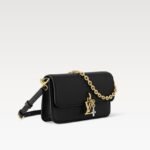 Louis Vuitton Wallet On Chain LV Bloom Shoulder Bag 7.9in/ 20cm Black Gold Hardware For Women M14564 - Image 3