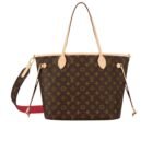 Louis Vuitton Neverfull Bandouliere Inside Out MM Tote Bag 12.2in 31cm Rouge Sari Gold Hardware Textile For Women M12096 - Image 7