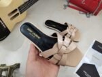 Saint Laurent Women's Tribute Flat Mules Beige For Women YSL 571952B8I009935 - Image 4