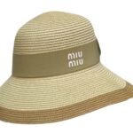 Miu Miu Wide Brim Sun Hat Raffia Beige For Women 57cm/22.4in - Image 2