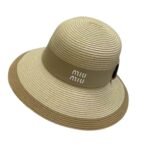 Miu Miu Wide Brim Sun Hat Raffia Beige For Women 57cm/22.4in - Image 3