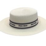 Miu Miu Straw Hat In Raffia White For Women 57cm/22.4in - Image 3