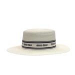 Miu Miu Straw Hat In Raffia White For Women 57cm/22.4in - Image 4