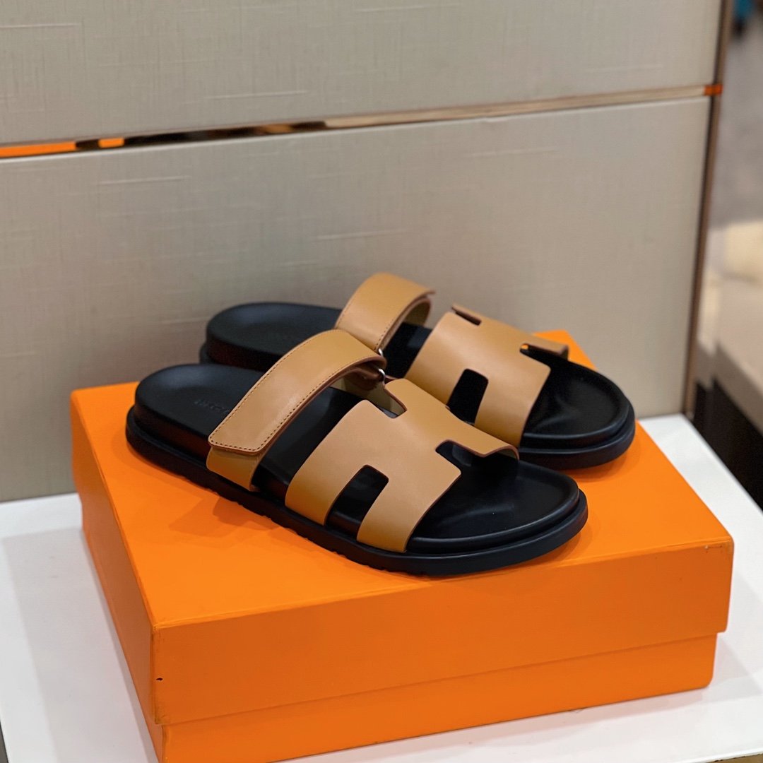 n-6-17.jpg Hermes Takara Sandals Brown For Men - Image 1
