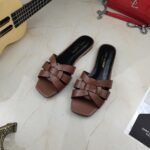 Saint Laurent Women's Tribute Flat Mules Brown For Women YSL