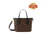 [True-to-ORIGINAL] Louis Vuitton Neverfull Bandouliere Inside Out BB Tote Bag 10.4in/ 26cm Black Gold Hardware For Women M12099 - Image 5