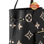 [True-to-ORIGINAL] Louis Vuitton Neverfull MM Tote Bag 12.2in/ 31cm Black/ Beige Monogram Empreinte Gold Hardware For Women M58907 - Image 7