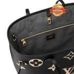 [True-to-ORIGINAL] Louis Vuitton Neverfull MM Tote Bag 12.2in/ 31cm Black/ Beige Monogram Empreinte Gold Hardware For Women M58907 - Image 8