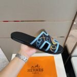 Hermes Izmir Sandals Blue/ Multicolor For Men - Image 8