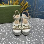 Gucci Platform Sandal With Horsebit White For Women 674776 BKO00 9049 - Image 2