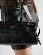 Prada Bonnie Medium Shoulder Bag 13in/ 32cm Black Gold Hardware 1BA426_2CYR_F0002_V_MOO - Image 4