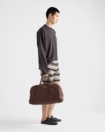 Prada Leather Duffle Bag Sienna For Men 50cm/20in - 2VC049_2BBE_F0038_V_OOO - Image 3