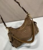 Prada Explore Large Shoulder Bag 12.6in/ 32cm Cocoa Brown Suede For Women 1BC264_008_F0324_V_NOO - Image 6
