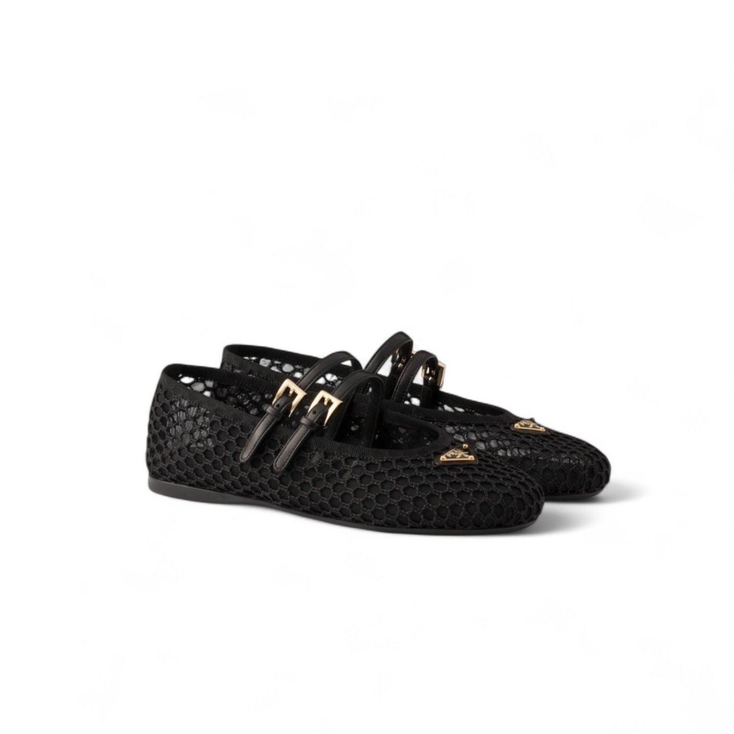 prada-mesh-fabric-ballerinas.jpg Prada Mesh Fabric Ballerinas Black For Women 1F915N_099_F0002_F_005 - Image 1