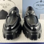 Prada Monolith Brushed Loafers Black For Women 2.4in/60mm PRD - Image 3