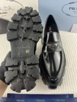 Prada Monolith Brushed Loafers Black For Women 2.4in/60mm PRD - Image 9