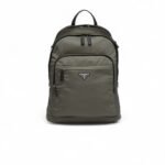 Prada Re-Nylon And Leather Backpack Forest Green For Men 12.2in/31cm 2VZ048_2DMG_F0414_V_OOO