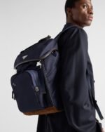 Prada Re-Nylon And Leather Backpack Blue For Men 10.6in/27cm 2VZ135_384_F0C1B_V_HYF - Image 2