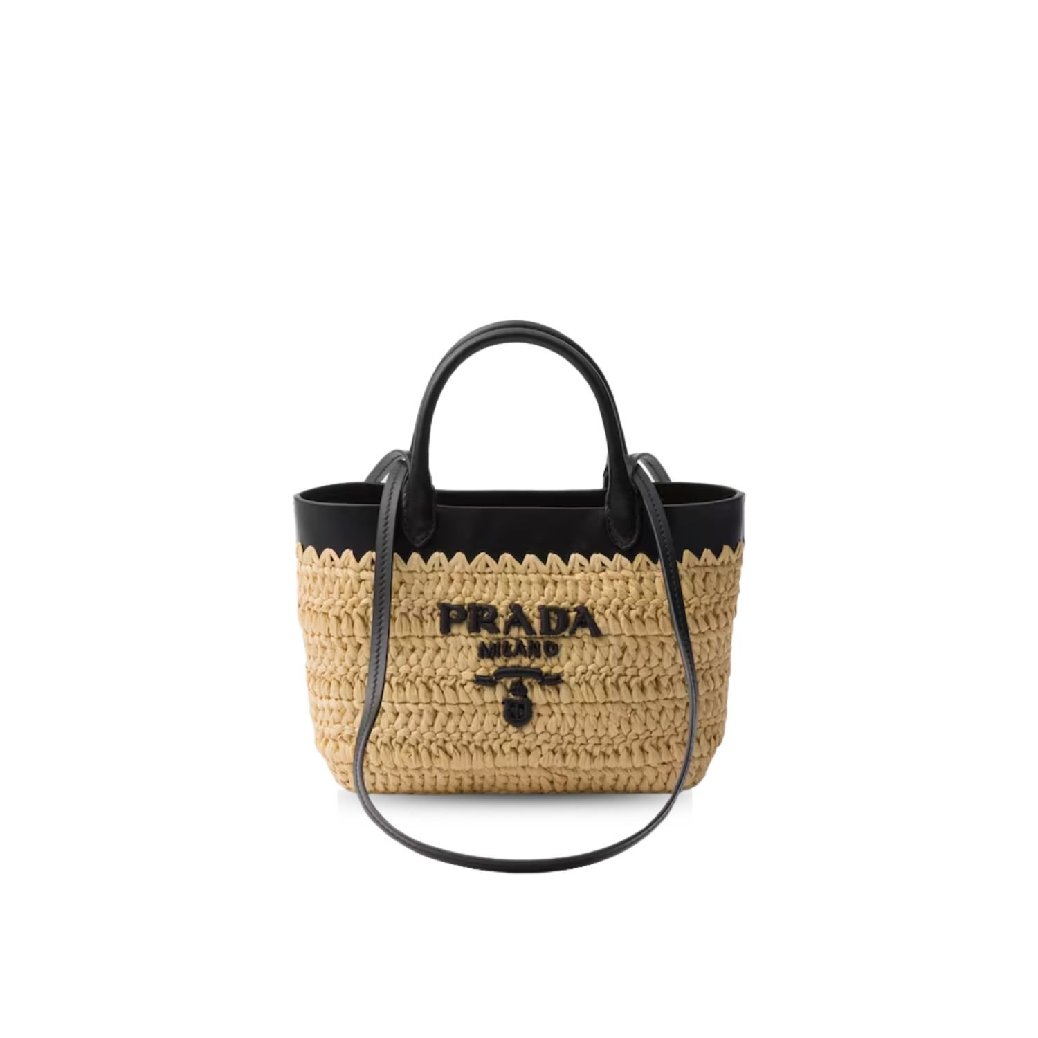 prada-small-crochet-tote-bag.jpg Prada Small Crochet Tote Bag Tan For Women 26cm/10in - 1BG500_2M2Q_F0I55_V_GOO - Image 1