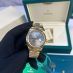 Rolex Day-Date 40 Watch Gold Toned Silver Dial 40mm For Men - Image 6