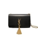 Saint Laurent Kate Medium Chain Bag With Tassel In Grain De Poudre Black 354119BOW0J1000
