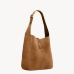 Saint Laurent LE 5 A 7 Supple Large Hobo Bag 11.8in/ 30cm Caramel Cognac Suede Gold Hardware For Women 8505451U80W2916 - Image 2