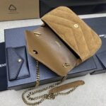 Saint Laurent Loulou Mini Crossbody Bag 7.9in/ 20cm Brown Gold Hardware For Women - Image 8
