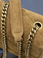 Saint Laurent Loulou Mini Crossbody Bag 7.9in/ 20cm Brown Gold Hardware For Women - Image 9