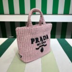 Prada Small Tote Bag 9.4in/ 24cm Pink Raffia Silver Hardware For Women 1BG422_2A2T_F0E18_V_OOL - Image 2