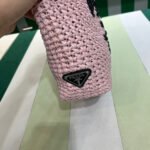 Prada Small Tote Bag 9.4in/ 24cm Pink Raffia Silver Hardware For Women 1BG422_2A2T_F0E18_V_OOL - Image 3