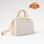 [True-to-ORIGINAL] Louis Vuitton Speedy Bandouliere 25 Top Handle Bag 9.8in/ 25cm Damier Azur Canvas Gold Hardware For Women N40608 - Image 5