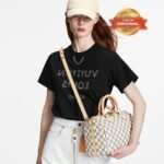 [True-to-ORIGINAL] Louis Vuitton Speedy Bandouliere 25 Top Handle Bag 9.8in/ 25cm Damier Azur Canvas Gold Hardware For Women N40608 - Image 2