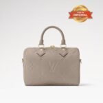 [True-to-ORIGINAL] Louis Vuitton Speedy Bandouliere 25 Top Handle Bag 9.8in/ 25cm Tourterelle Monogram Empreinte Gold Hardware For Women M59273 - Image 5