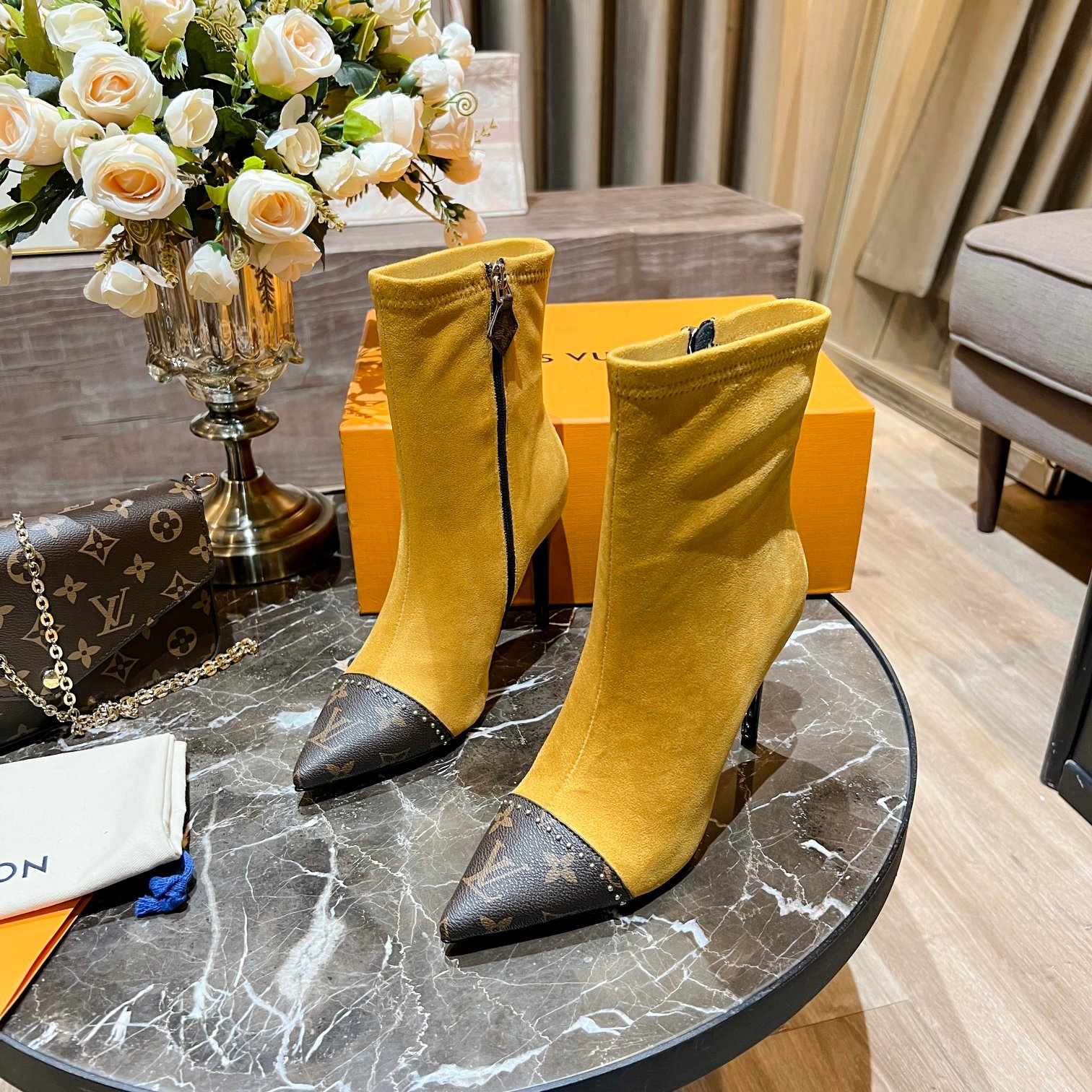 v-9-1.jpg Louis Vuitton Women's Cherie Ankle Boots Yellow Women LV - Image 1