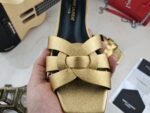 Saint Laurent Women's Tribute Flat Mules Gold For Women YSL - Image 2