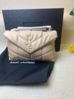 Saint Laurent Toy Puffer Crossbody Bag 9in/ 23cm Dark Beige Light Bronze Hardware For Women 7593371EL072721 - Image 3